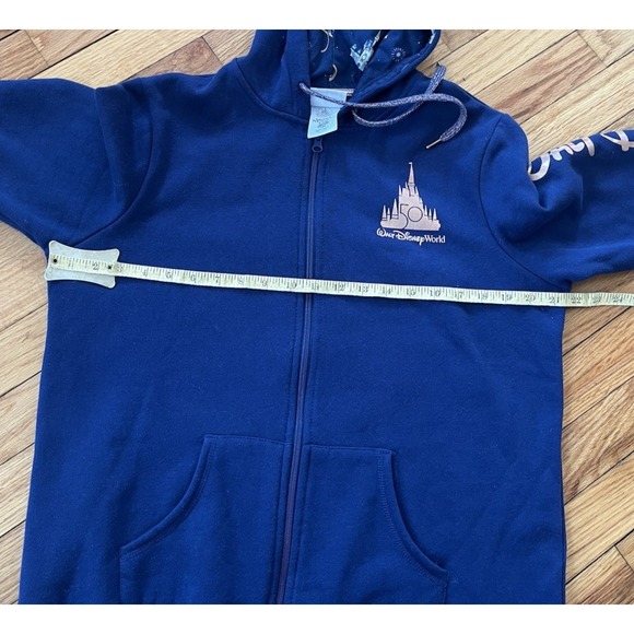 WALT DISNEY WORLD 50th Anniversary Full Zip Hoodie Mickey Large Navy Blue EUC - Picture 8 of 8